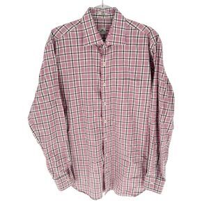 Peter Millar Shirt Mens Large Pink Plaid Button Down Long Sleeve Cotton Preppy